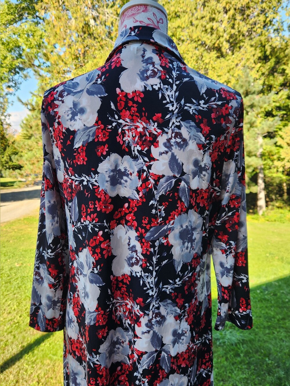 The Limited Black, Red & Gray Floral Wrap Dress - Picture 3 of 7